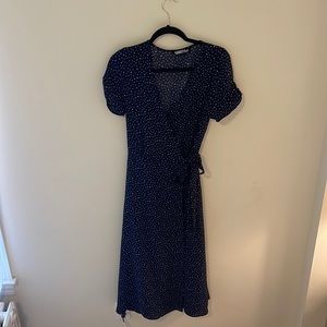 Navy Midi Wrap Dress